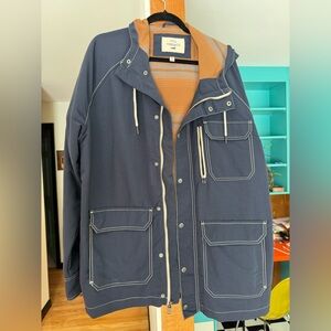 Toad&Co Navy Raincoat with Tan Lining